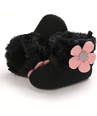 Spring Winter Warm Fleece Booties for Baby | Non-Slip Soft Sole Shoes for Boys Girls | Adjustable Prewalker Boots 0-18 Months (12-18 Months, Black) - Buy Online on GoSupps.com