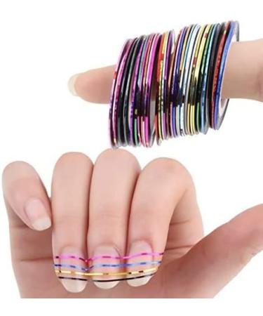 30 Colors Mixed Rolls Striping Tape for DIY Nail Art - Multicolor Decoration Sticker - Buy Online on GoSupps.com