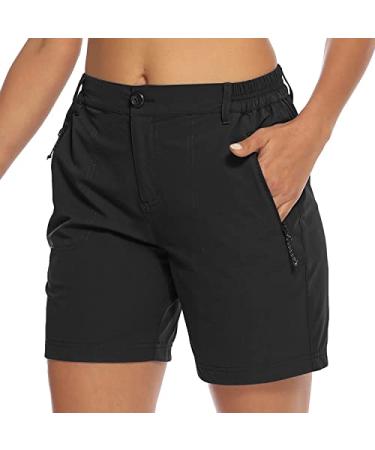 TBMPOY Women's Hiking Cargo Shorts Quick Dry with Pockets Lightweight Running Golf Outdoor Active Summer Shorts 1-black Medium