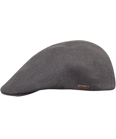 Sterkowski Ivy Five Cap | 100% Natural Linen Flat Cap for Men | Super Lightweight 5 Panels Cap Without Lining Grey 6 7/8