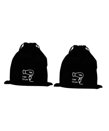 WOFASHPURET 2pcs Velvet Bag Hair Tools Travel Bag Blow Dryer Bag Hair Dryer Attachments Storage Flannel Black 30.00X26.00X0.50CM Black