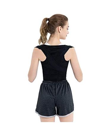 Posture Corrector Adjustable Back Posture Corrector Clavicle Spine Back Shoulder Lumbar Brace Support Back Pain Relief Prevents Slouching Back Brace (Black With Grey XL) Better life Black XL