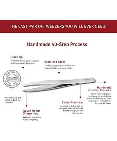 Regine Switzerland Diamond Tip Slant Tweezer - Stainless Steel Precision Tweezers for Eyebrow & Hair Removal - Buy Online on GoSupps.com