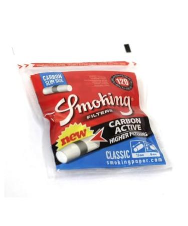 1 Pack of Smoking Brand Carbon Slim Size Cotton Filter Tips (Activated Charcoal)