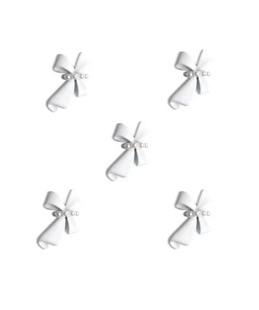 cdar Nail Ornament Vivid DIY Design Gloss Nail Art Decorations Glitter Bow Drill for Female White