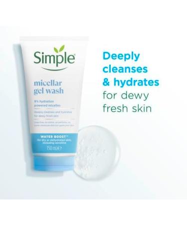 Simple Water Boost Micellar 100% Soap-Free Face Cleanser 150 ml & Simple Water Boost Skin Quench Gel Face Cream for dry skin 50 ml - Buy Online on GoSupps.com