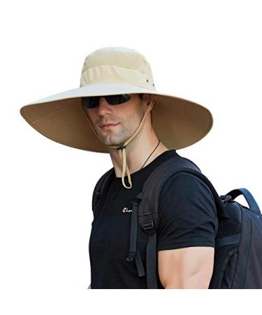 Leotruny Super Wide Brim Bucket Hat UPF50+ Waterproof Sun Hat for Fishing Hiking Camping Khaki