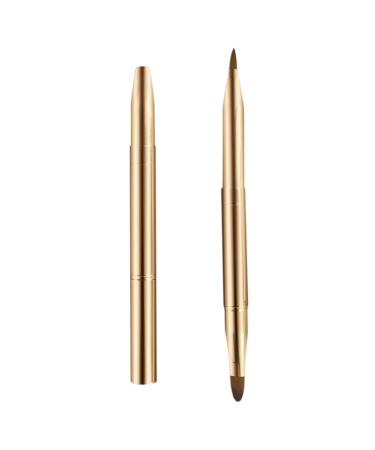 YANYEZ Lip Brush Metal Double-Ended Travel Lip Makeup Brush Portable Lipstick Lip Gloss Brush with Cap Lipstick Brush Applicator for Girls Women Gold
