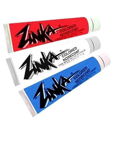 Zinka Colored Sunblock Zinc Waterproof Nosecoat 3 Pack Bundle - Red White Blue