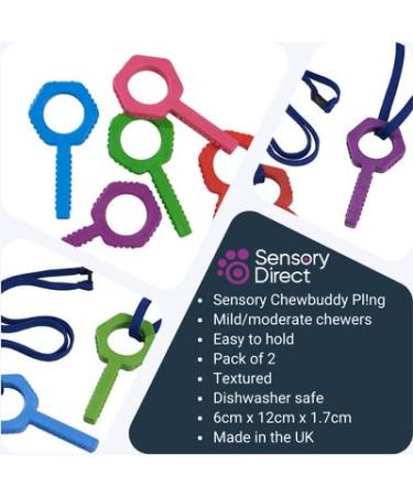 Buy Sensory Direct Chewbuddy Pling - Chewing & Fidget Toys for Kids & Adults with Autism ADHD | 2-Pack Red/Violet - Buy Online on GoSupps.com