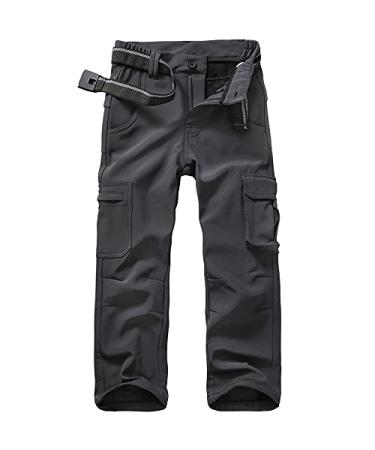 Kids Boy's Youth Windproof Waterproof Hiking Ski Snow Pants, Soft Shell Expandable Waist Warm Insulated Trousers Dark Grey 4-5T