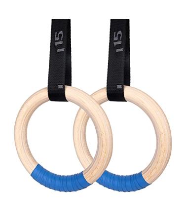 Gymnastics Rings Olympic Rings Wooden Gym Rings 1500lbs with Adjustable Cam Buckle 14.8ft Long Straps with Scale Exercise Rings Training Rings for Home Gym Full Body Workout