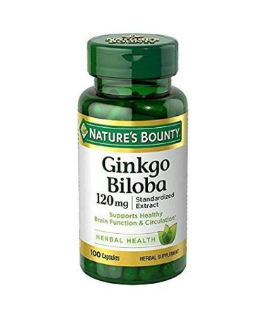 Nature's Bounty Ginkgo Biloba 120mg 100 Capsules (Pack of 2) 100 Count (Pack of 2)