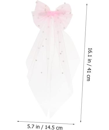 DRESSOOS Mesh Ribbon Hairpin Bow for Girls Pearl Decor Bows for Bridal Hair Accessories Bridal Veils for Wedding Hair Deyer Lace Veil Wedding Veils Pink Bride Pearl Temperament Top Clip - Buy Online on GoSupps.com