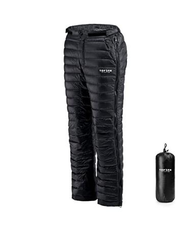 Tip winter down pants warm thick outdoor pants thermo pants windproof winter pants for skiing double-sided zipper Type unisex m (double-sided zipper) black