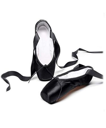 Unpafcxddyig Girls Womens Ballet Dance Toe Shoes Professional Satin Pointe Shoes Slippers 5 Big Kid Black