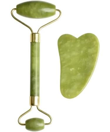Natural Jade Roller & Gua Sha Set - Anti-Aging Facial Massagers for Rejuvenating Skin Reducing Wrinkles & Puffiness - Buy Online on GoSupps.com