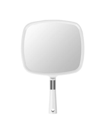 Snowflakes Large Hand Mirror with Handle-Hang Handheld Mirror Hairdresser Mirror.(White)