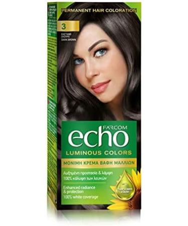 FARCOM Echo hair color with natural olive extract and vitamin C 60ml (3 Dark chestnut) - Buy Online on GoSupps.com