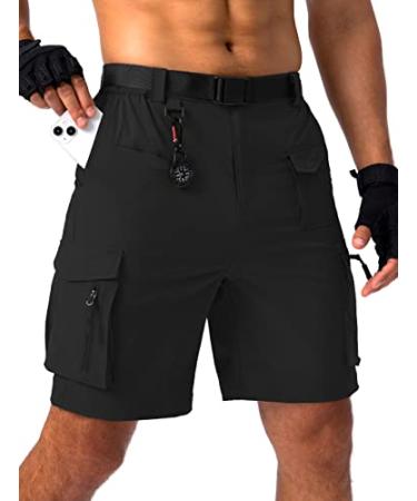 Viodia Men's Hiking Cargo Shorts Stretch Tactical Shorts for Men with 8 Pockets Quick Dry Lightweight Shorts for Work Fishing 3X-Large Black