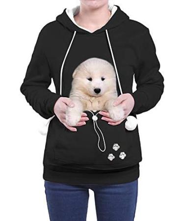 Womens Long Sleeve Cat Dog Hoodie Sweater with Big Bag & Zipper - Warm Oversized Sweatshirt (X-03 3XL) - Buy Online on GoSupps.com
