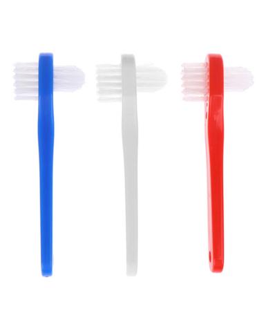 Frcolor 3st toothbrush double head brush false prosthesis cleaning brush prosthesis brush hard prosthesis stops Sub -prosthesis dental mandatory mouth cleaning plastic tool 1 piece (1 Pack) sorted color