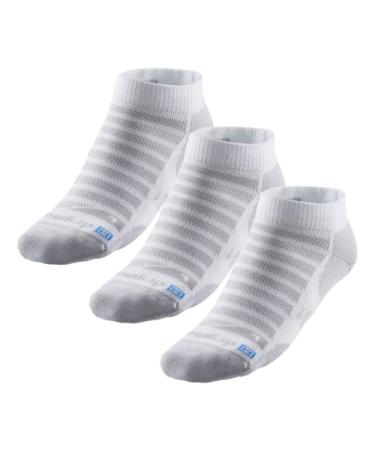 R-Gear Drymax Low Cut Running Socks For Men and Women | Breathable Moisture Control & Anti Blister | 3 Pack White/Medium Cushion Large