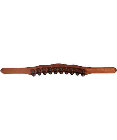 Ergonomic Two-Row Trigger Point Massager with 20 Beads - Portable Wood Gua Sha Stick for Neck Shoulders Arms & Legs | Carbonized Beech - Buy Online on GoSupps.com
