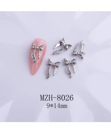10pcs Nail Art Ribbon Bow Studs Silver Golden Metal 3D Butterfly Charms Nail Decoration Manicure DIY Design Accessories (8026) - Buy Online on GoSupps.com