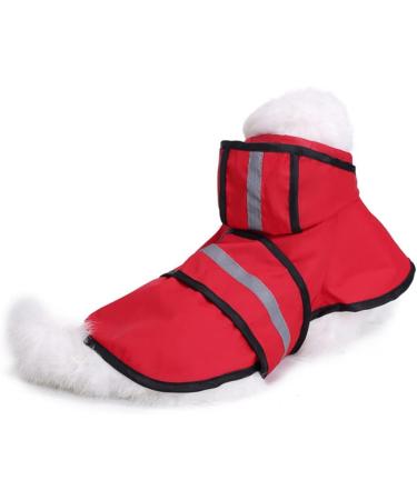 Dogs Raincoat with Hood & Reflective Stripes | Ultra-Light 100% Waterproof Jacket for Small Dogs - Size S Red - Buy Online on GoSupps.com
