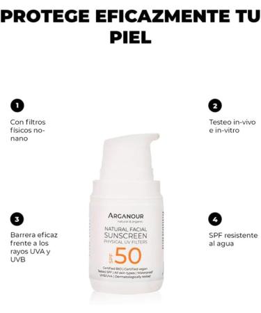 Arganour Natural&Organic Facial Sunscreen Spf50 50 Ml - Buy Online on GoSupps.com