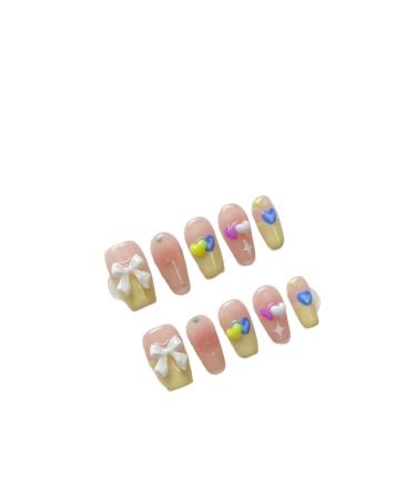 Detachable Handmade false nails with design dopamine bubble love girl press on Nail enhancement false nails (Color : 4 Size : XS)