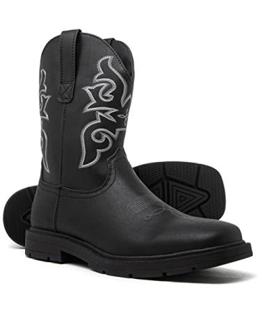 Canyon Trails Mens Square Toe Embroidered Durable Western Work Rodeo Cowboy Boots 10 Black