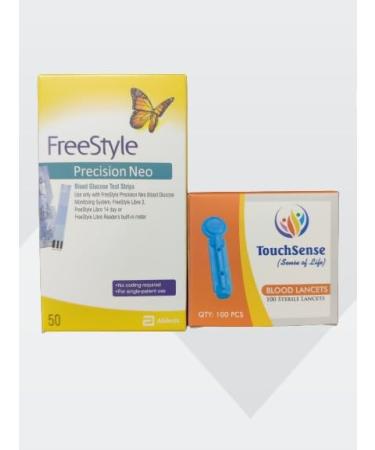 Freestyle Precision Neo Glucose Test Strips + TouchSense Lancets (Combo Pack)