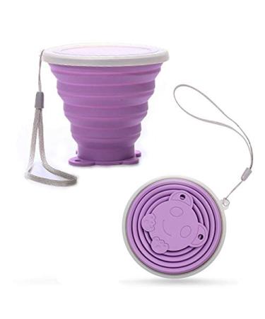 Collapsible Travel Cup | Silicone Folding Water Cups with Lids | Reusable Drinking Mugs Cup | Picnic Snacks Cups | Telescopic Camping Tumblers Purple