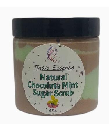 Tina's Essence Natural Chocolate Mint Sugar Scrub 4 oz. Exfoliant Cleanser Body Butter Brightens Dark Areas Chocolate Mint 1 Ounce (Pack of 1)