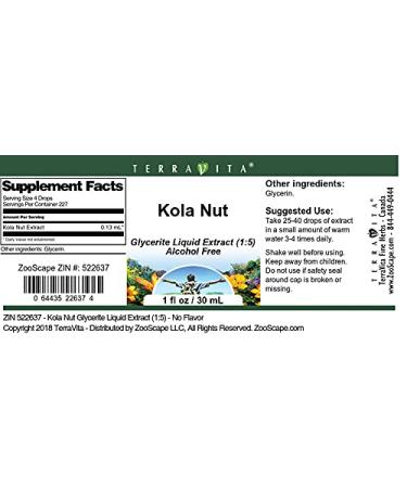 Kola Nut Glycerite Liquid Extract (1:5) - No Flavor (1 oz ZIN: 522637) - Buy Online on GoSupps.com