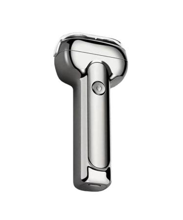 Men's electric razor portable mini razor small smart beard knife dry and wet available USB charging a gift for dad's boyfriend (bright silver +1 cutter head)