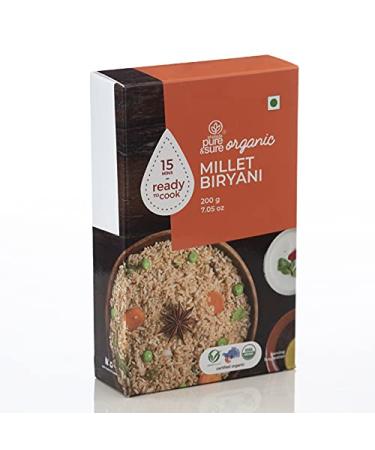 Pure and Sure Organic Millet Biryani - Tasty Indian Meals | High Protein Breakfast Essentials | Vegetarian, Non GMO, No Preservative | 200gm - Buy Online on GoSupps.com