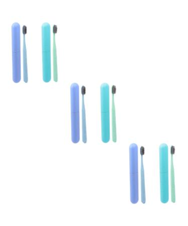 Partykindom 6 STK toothbrush set travel toothbrush toothbrush fall ultra-hooded toothbrush hand gum care toothbrush ultra toothbrush soft fur toothbrush box lovers pp-raw material