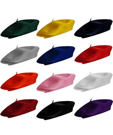 Wool Berets for Adults - French Beret - Artist Hat - Pack by CoverYourHair Colorful - 12 Pack