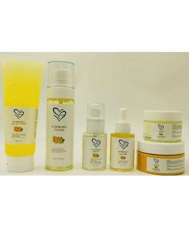 Kit de cuidado de la piel de c rcuma incluye limpiador en gel facial de c rcuma jabon en pasta m scara de arcilla aceite tonico y crema facial .