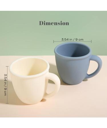 Vemolea 2 Pack Silicone Training Cups for Baby and Kid - BPA Free, Microwave & Dishwasher Safe - White & Grayish Blue - Blue & White Handles Included - Buy Online on GoSupps.com