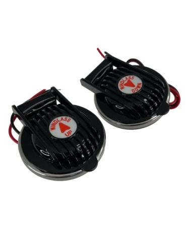 Pactrade Marine Boar Anchor Windlass Winch Foot Compact Switch Black 1 Pair Up and Down 12/24V 5A Hardware with Stainless Steel Rim