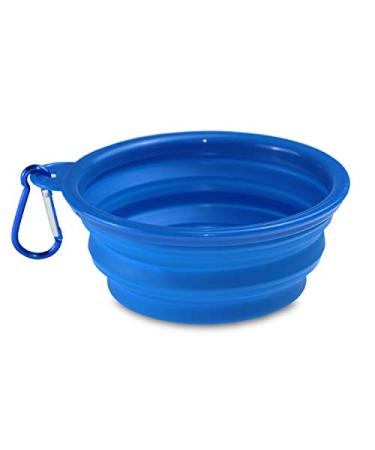 Collapsible Dog Bowl, Portable Travel Dog Bowl with Carabiner, Foldable Pet Dog Feeding Watering Cup Dish, Dog Water Food Bowl for Traveling, Walking, Outdoors Blue