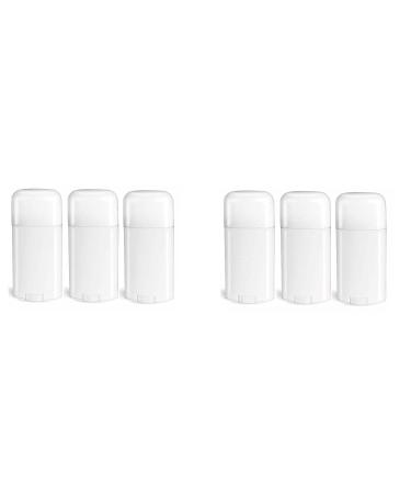 Deodorant Container - Empty - 2.65 Ounce - Twist-Up Refillable Plastic Tube for Deodorants - Cosmetic Crafts - Pack of 6 Oval Cap- By Natural Farms