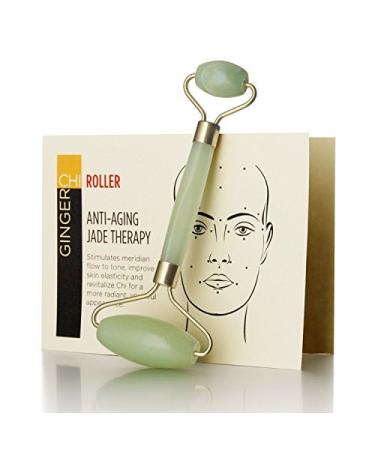 GingerChi Jade Roller for Face Care - Anti Aging Skin Roller for Face  Eyes  Cheeks  Forehead & Neck- Natural Skin Care Facial Tools- Made from Real Jade gua sha Stone- Relieve Fine Lines & Wrinkles