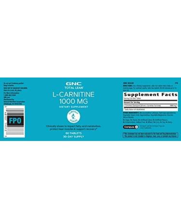 GNC Total Lean L-Carnitine 1000mg - 60 Tablets | Supports Recovery & Lean Muscle Growth - Buy Online on GoSupps.com