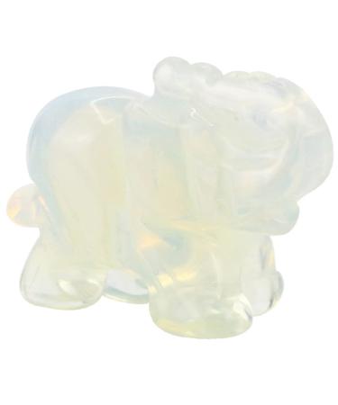 Ouubuuy Natural Opal Crystal Elephant Stone Gemstone Ornament Reiki Healing Crystal Gift 1.5 inch Opalite
