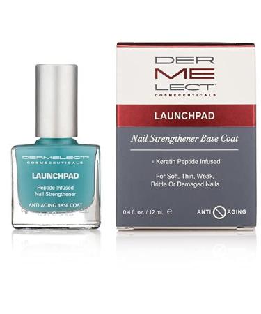 Dermelect Launchpad Nail Strengthener - Nailcare Base Coat with Keratin Protein Peptides, Strengthening, Hardening Protective Treatment for Weak, Thin, Brittle, Hard to Grow, Damaged Nails 0.4 oz